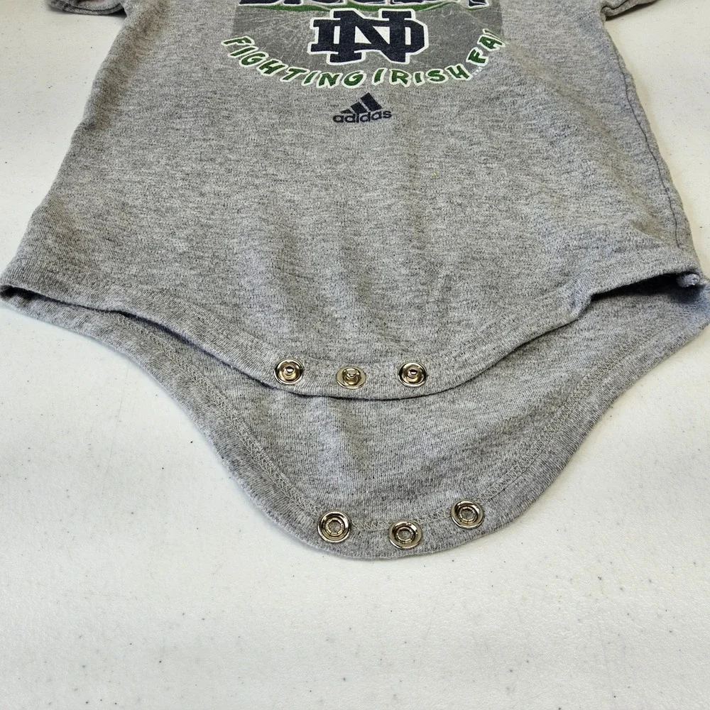 Adidas Notre Dame Fighting Irish Bodysuit Kids 18M Gray Biggest‎ Fan Onesie